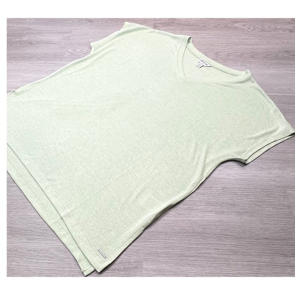 Orvis Womens Classic V-Neck Soft Knit T-Shirt Large Top Comfy Casual Green‎ - Picture 1 of 12